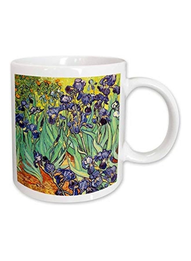 3DROSE Irises by Vincent Van Gogh 1889-Purple Flowers Iris Garden-Copy of Famous Painting by The Master Ceramic Mug Multicolour  - Image 1