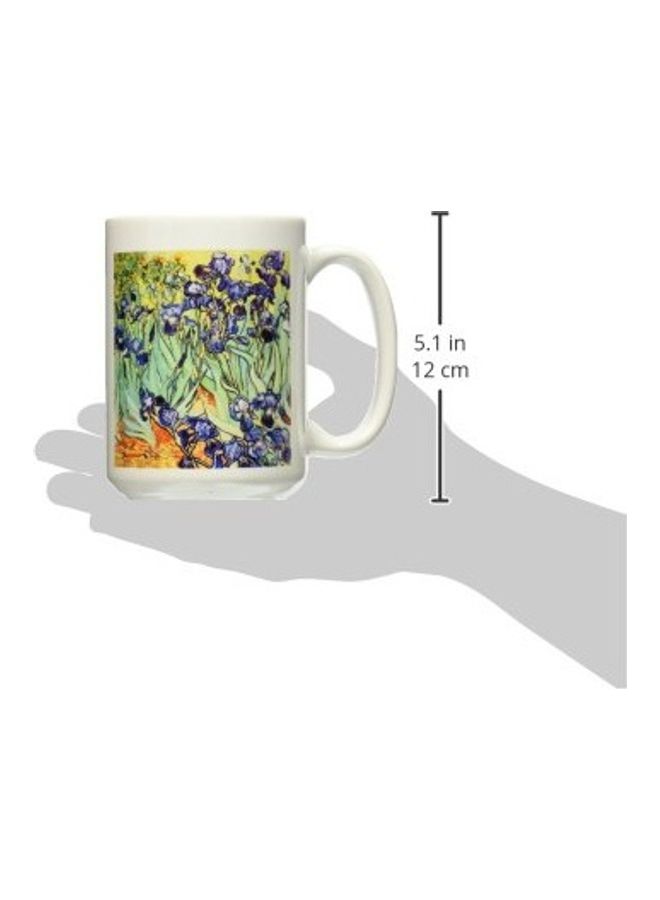 3DROSE Irises by Vincent Van Gogh 1889-Purple Flowers Iris Garden-Copy of Famous Painting by The Master Ceramic Mug Multicolour  - Image 2