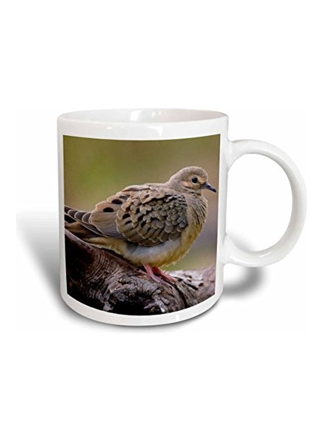 3DROSE Mourning Dove Bird Printed Mug White/Green/Brown