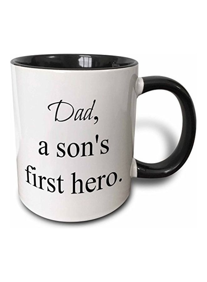 3DROSE Dad A Son's First Hero Printed Mug Black