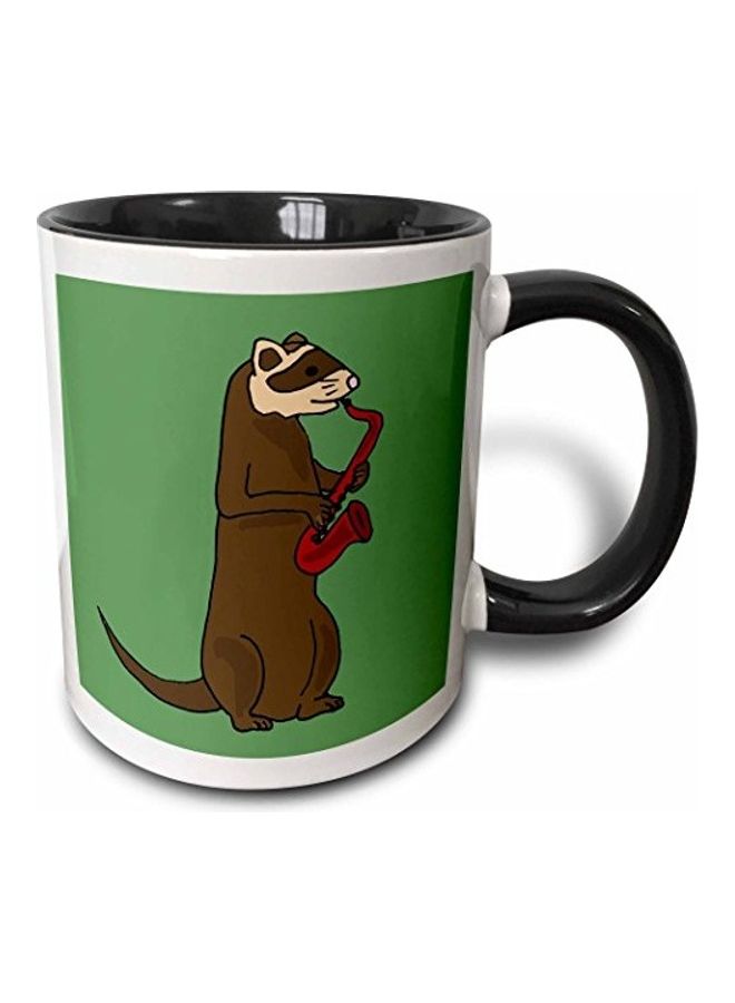 3Dروز مج بطبعة فنية على شكل سمكة الكوي أسود/أحمر/أخضر