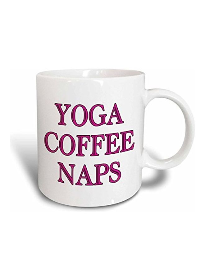 مج قهوة بطبعة رسمة ثلاثية الأبعاد أبيض/ وردي