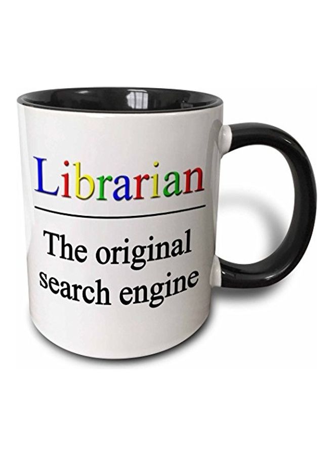 3Dروز مج بطبعة عبارة "Librarian The Original Search Engine" أسود/ أبيض/ أزرق