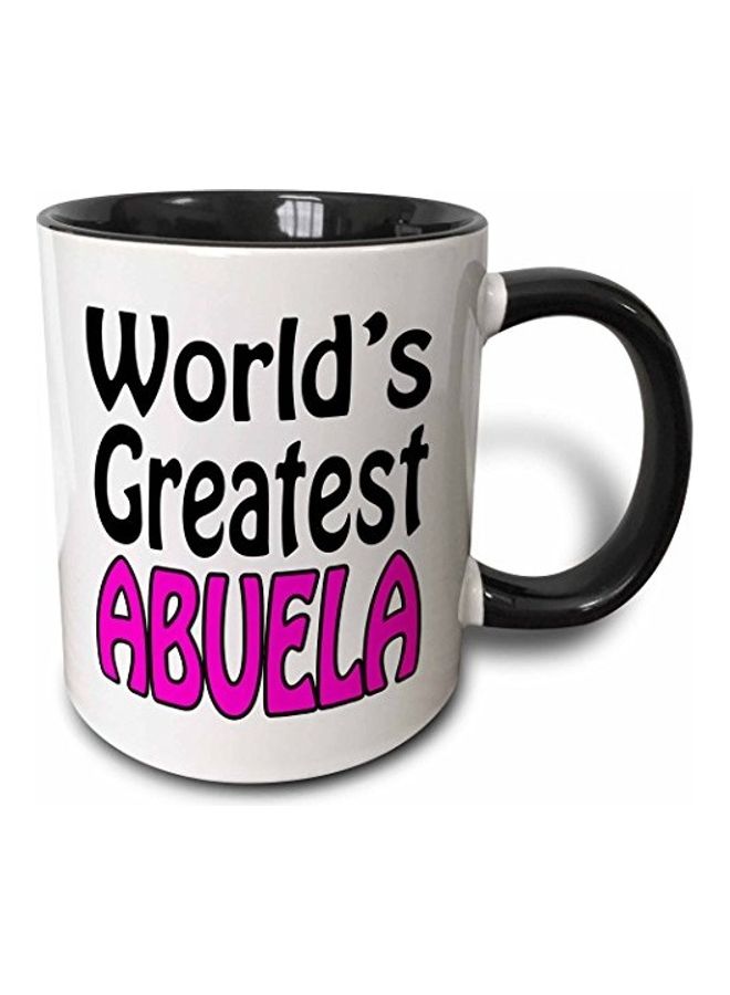 3Dروز مج قهوة من السيراميك بطبعة نص اسود/أبيض/زهري