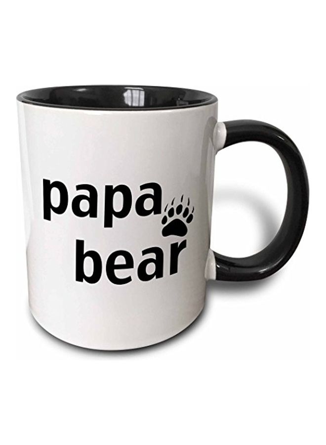 3Dروز مج قهوة بطبعة Papa Bear أسود/ أبيض 