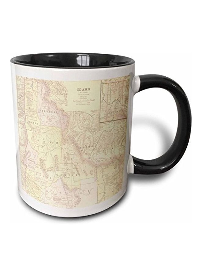 Vintage Idaho Map Printed Ceramic Mug Black/Yellow/Brown