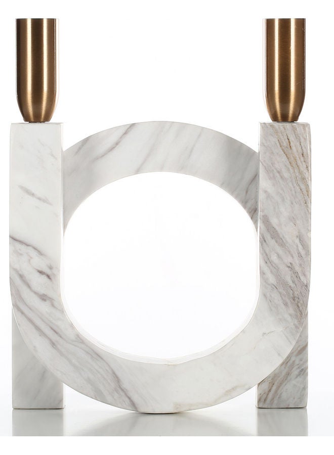 توراتس حامل شموع للزينة على شكل حرف U أبيض/رمادي/ذهبي - Image 1