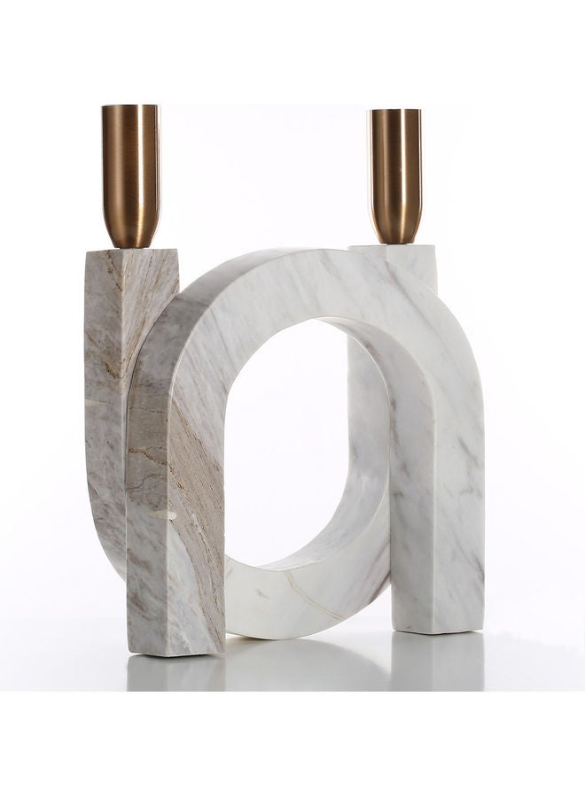 توراتس حامل شموع للزينة على شكل حرف U أبيض/رمادي/ذهبي - Image 2