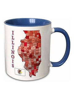 3DROSE Flag And Map Of The Illinois Counties Mug Multicolour 