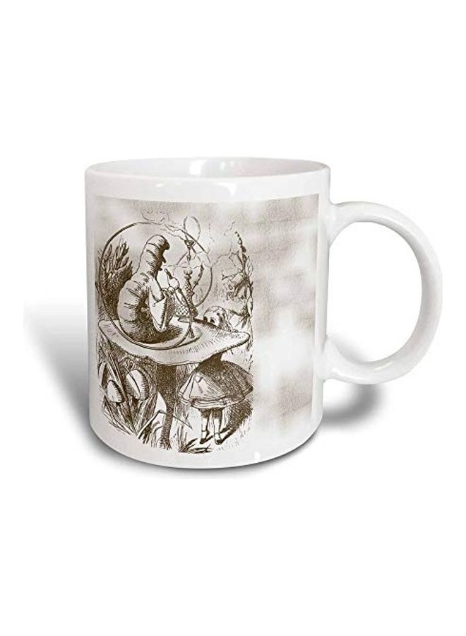 3DROSE Caterpillar On Mushroom Printed Coffee Mug White/Grey  - Image 1