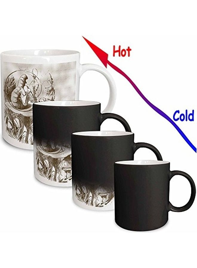 3DROSE Caterpillar On Mushroom Printed Coffee Mug White/Grey  - Image 2