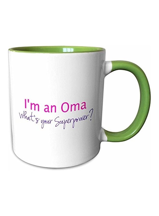 3Dروز مج مزين بطبعة عبارة "I'm An Oma What's your Superpower" أخضر/ أبيض/ وردي