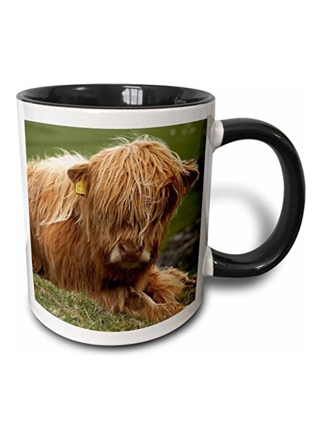 3DROSE Highland Cow Printed Mug Black/White/Brown