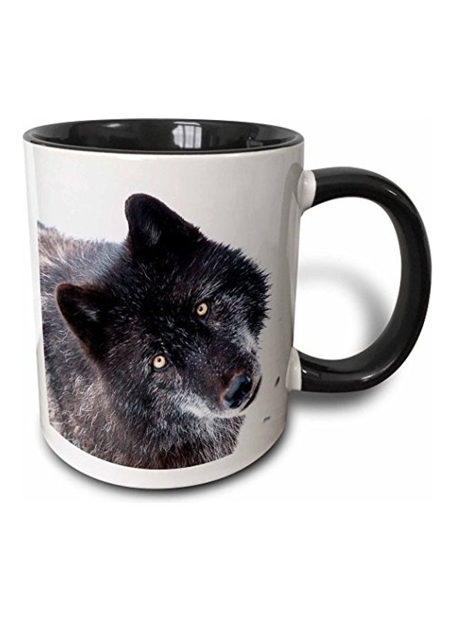 3DROSE Wolf Printed Mug Black/White