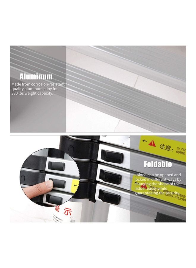 Telescopice folding double sided Aluminium Ladder 3.2 Meter silver 1.6+1.6meter