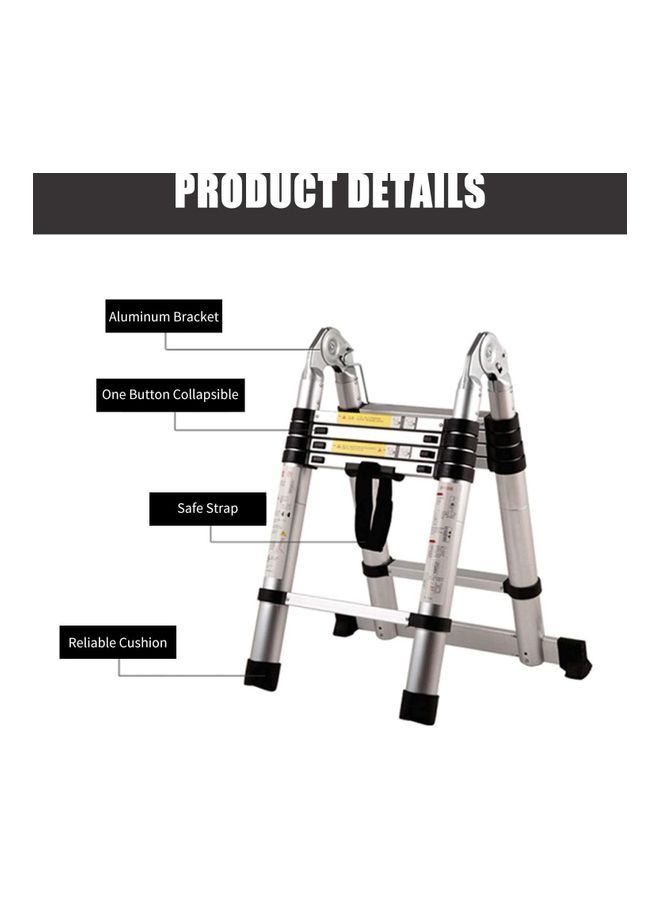 Telescopice folding double sided Aluminium Ladder 3.2 Meter silver 1.6+1.6meter