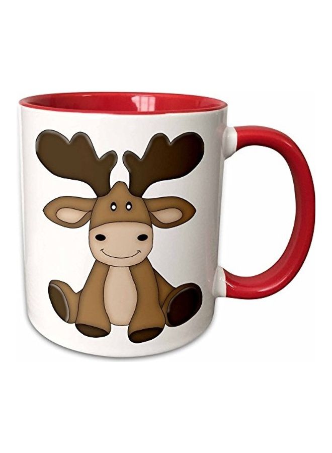 مج سيراميك برسمة غزال موظ الجذاب وهو جالس متعدد الألوان