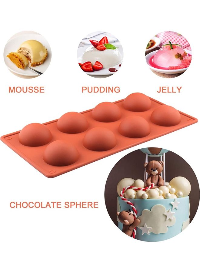 XiuWoo - Silicone Mold/ Bite Sized Chocolate Bombs Mold/ Round Dome Half Sphere Mold for Cake Baking, Jelly, Pudding, Mousse, Ice Cube Tray Red one sizecm - Image 1