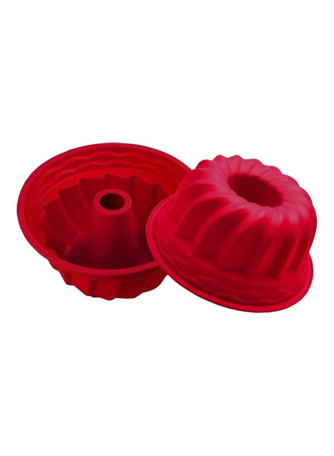 XiuWoo 2-Piece Silicone Baking Cake Mold Non-Stick Flexible Tube Red 7.5inch - Image 1