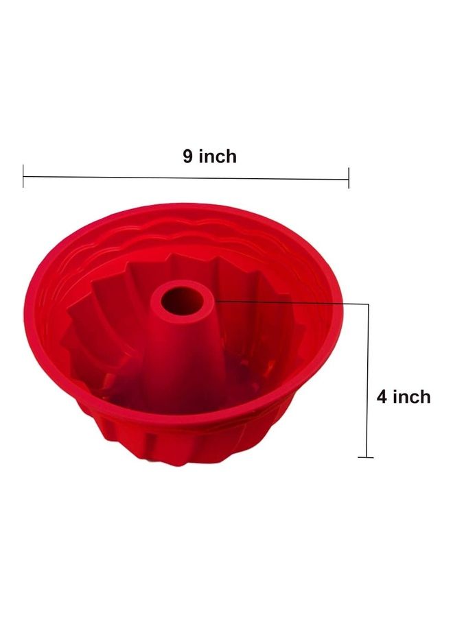 XiuWoo 2-Piece Silicone Baking Cake Mold Non-Stick Flexible Tube Red 7.5inch - Image 2