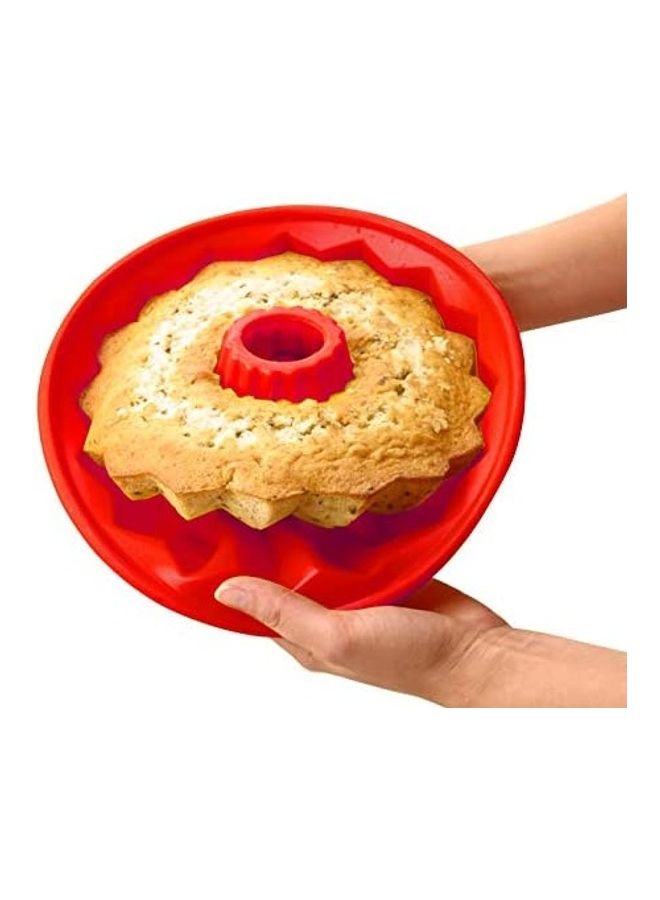 XiuWoo 2-Piece Silicone Baking Cake Mold Non-Stick Flexible Tube Red 7.5inch - Image 3