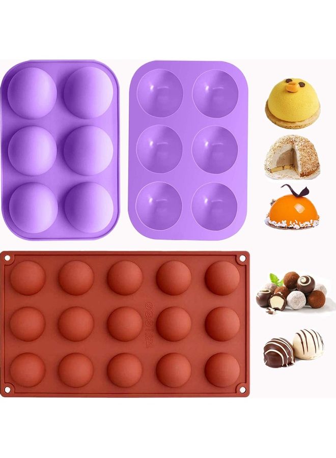 XiuWoo 2_Piece Semi Sphere Silicone Mold And Baking Molds for Making Hot Chocolate Bombs multicolour - Image 1
