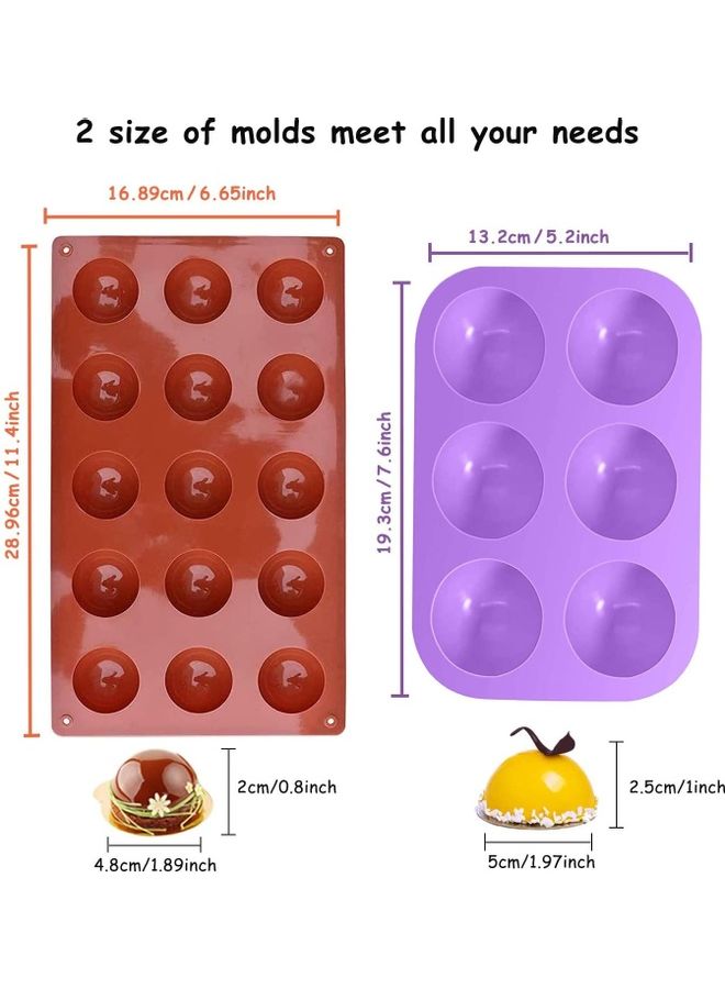 XiuWoo 2_Piece Semi Sphere Silicone Mold And Baking Molds for Making Hot Chocolate Bombs multicolour - Image 3