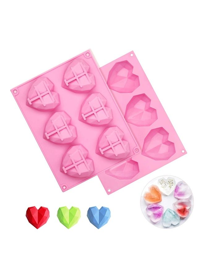 XiuWoo 2 Pack 6 Holes Heart Shape Silicone Baking Chocolate Cookie Molds multicolour - Image 1