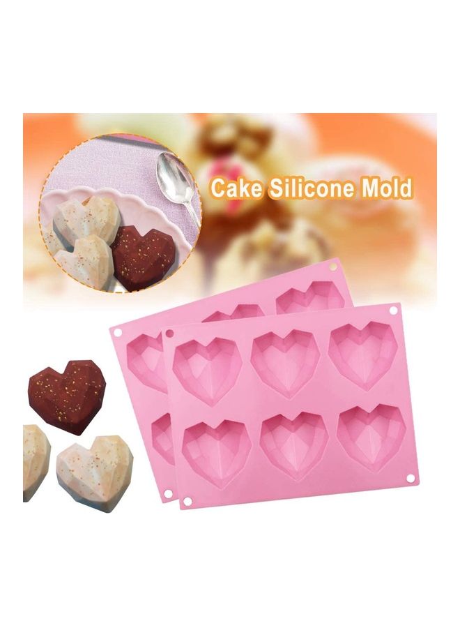 XiuWoo 2 Pack 6 Holes Heart Shape Silicone Baking Chocolate Cookie Molds multicolour - Image 2