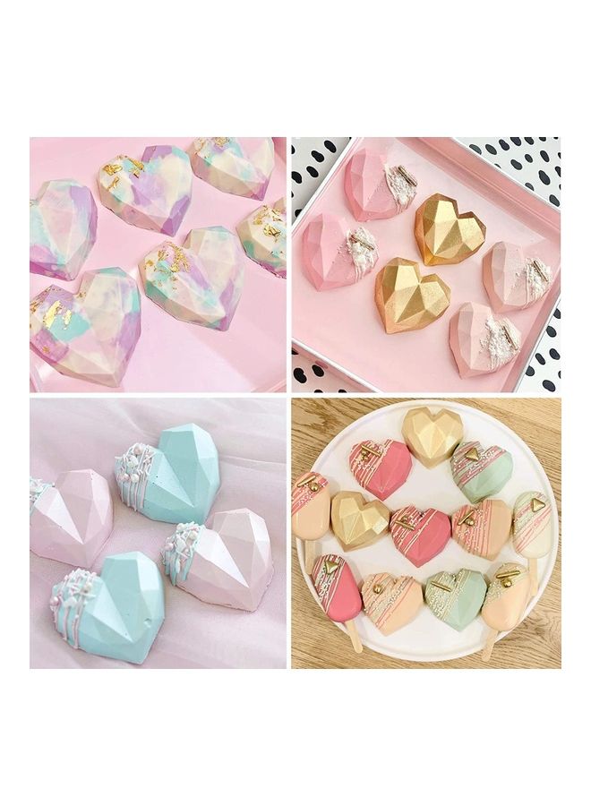 XiuWoo 2 Pack 6 Holes Heart Shape Silicone Baking Chocolate Cookie Molds multicolour - Image 3
