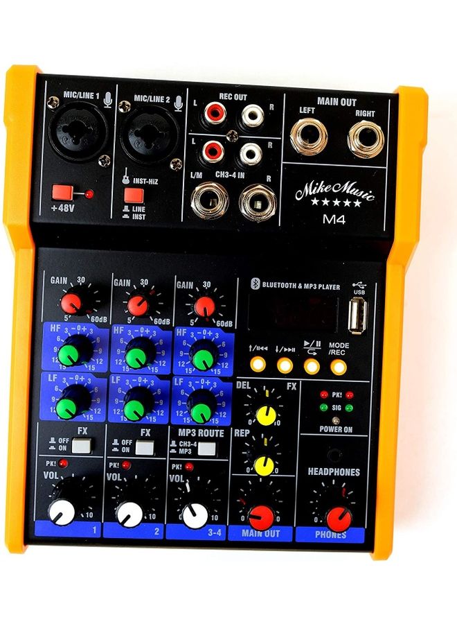Mike Music - 4 Channels Audio Mixer With Sound Mixing Console4 Channels Audio Mixer With Bluetooth Record - Image 1