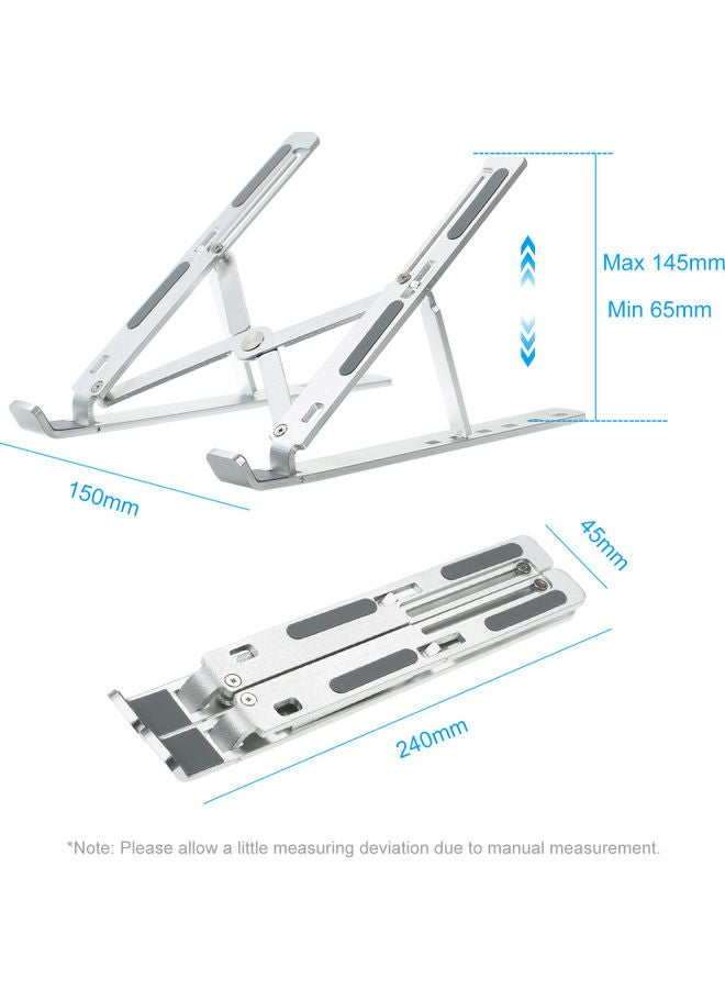 6-Levels Foldable Laptop Stand With Storage Bag 26x2x6cm Silver  - Image 5