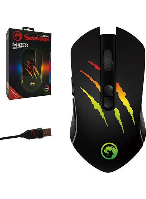Scorpion M425G RGB Gaming Mouse | Optical Sensor 3,200 DPI | 7 Programmable Buttons | PC / Laptop / PS4