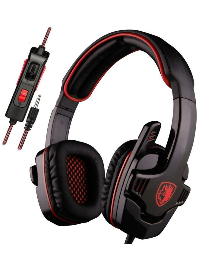 ساديس سماعة رأس للألعاب سماعة رأس إلغاء الضوضاء فوق الأذن SADES SA-708GT 3.5mm صوت ستيريو موسيقى مع ميكروفون تحكم في الصوت سماعة لاعب لجهاز PS4 Xbox One لابتوب تابلت PC هاتف محمول - أحمر وأسود DPI - Image 2