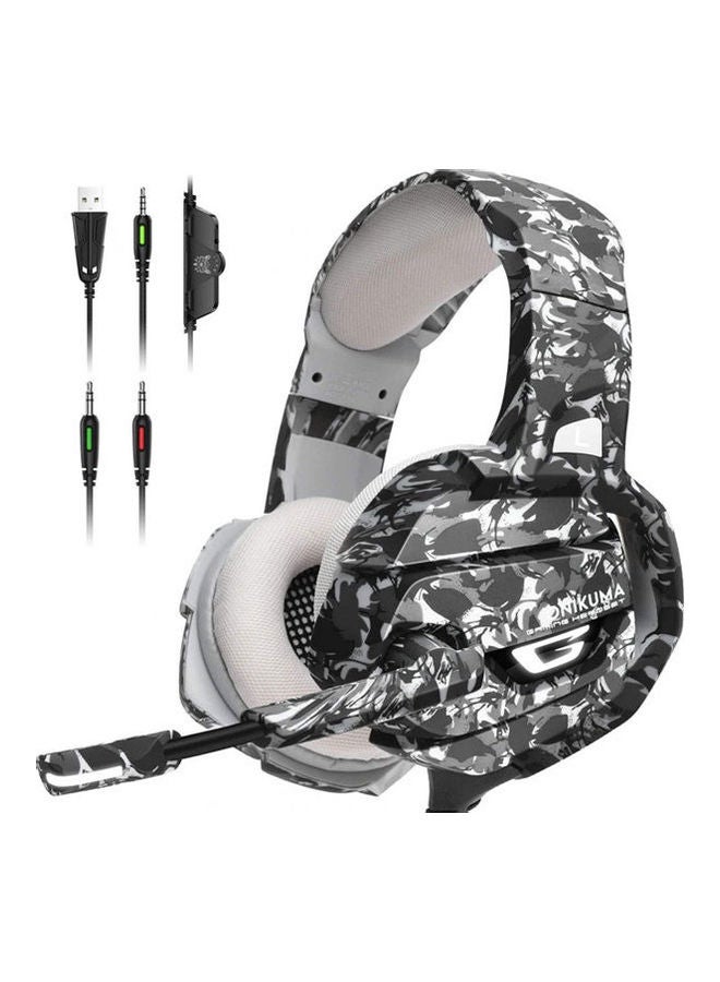 Camouflage Gaming Headset with Mic- Noise Canceling 7.1 Surround Sound & LED Light For PS4 /PS5 /XOne /XSeries /Nswitch /PC/ Mobile  -Adapter Not Included -wired