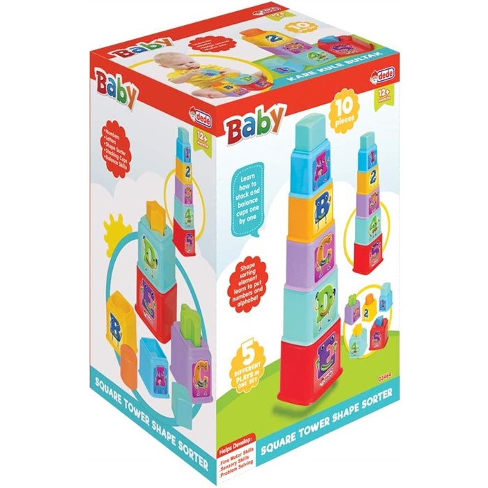 dede 10-Piece Square Tower Shape Sorter  - Image 2