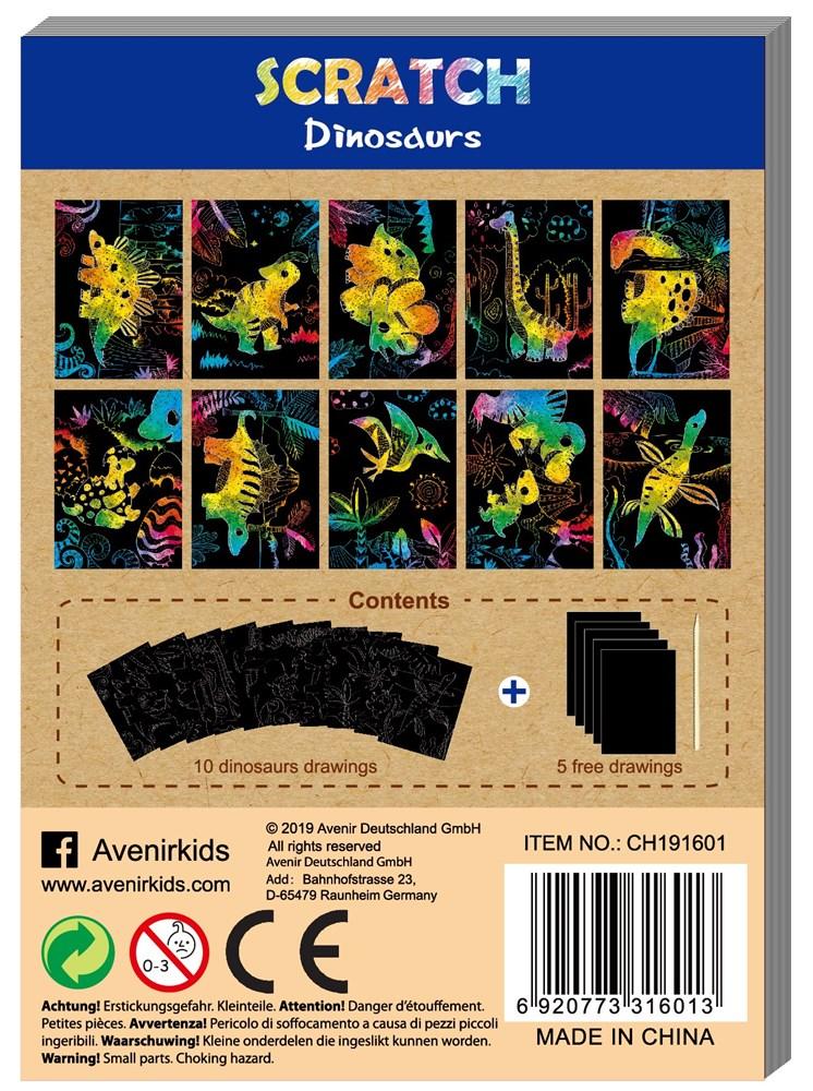 Avenir 15 Art Magic Dinosaurs Scratch Stickers Kit 25cm  - Image 2