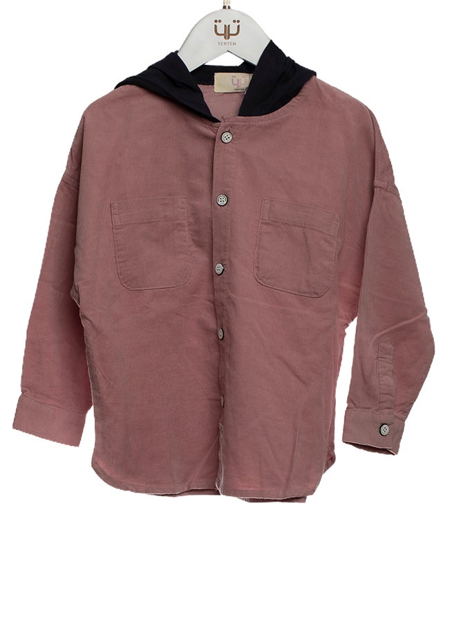 TERTER Hooded Double Pocket Shirt Pink/Black  - Image 1