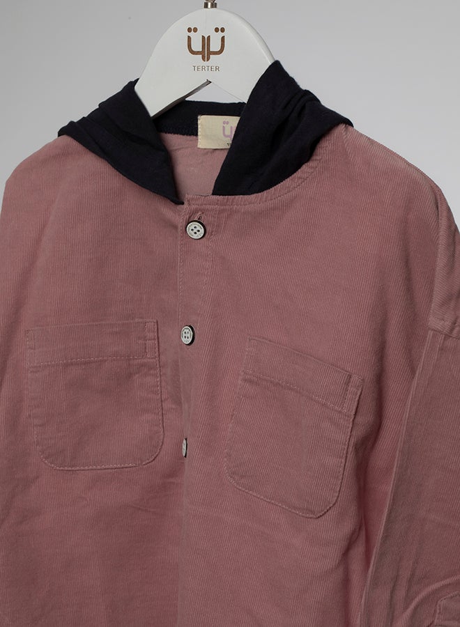 TERTER Hooded Double Pocket Shirt Pink/Black  - Image 3