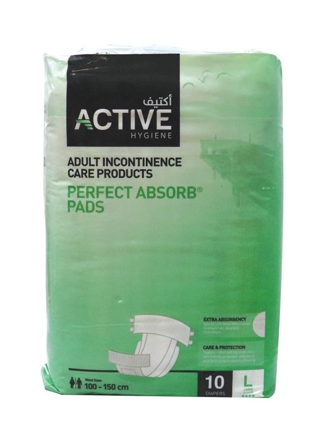 آكتف حفاضات للكبار كبيرة 10 قطع، مقاس الخصر 100-150 سم - Image 1