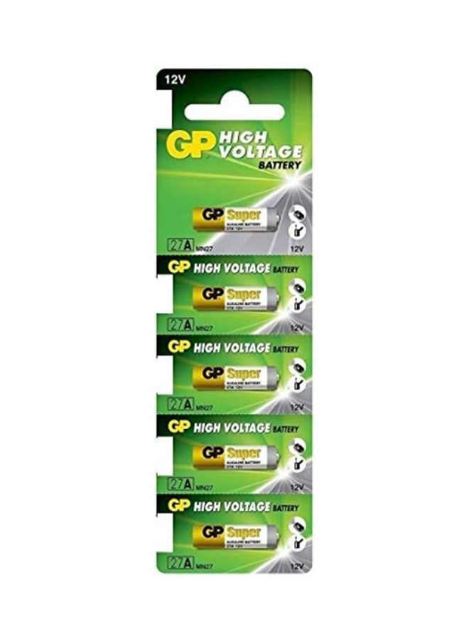 GP - 5-Piece Super 27A High Voltage 12V Alkaline Batteries Yellow/Silver - Image 1