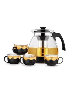 5-Piece Heat-Resistant Glass Teapot Set Clear 18.5x19cm