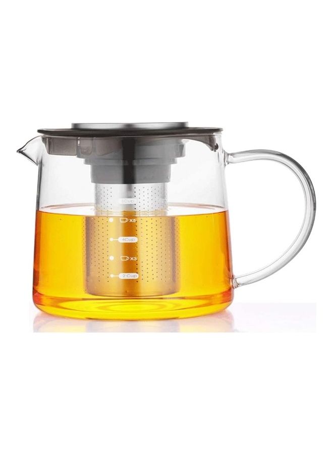 XiuWoo Heat-Resistant Glass Teapot With Filter Clear/Black 203x138x135cm - Image 1