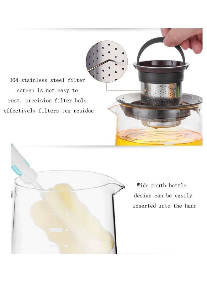 XiuWoo Heat-Resistant Glass Teapot With Filter Clear/Black 203x138x135cm - Image 5