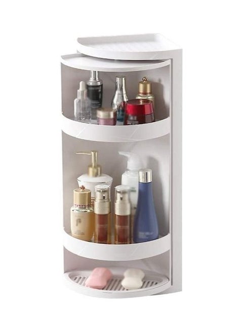 360 Degree Bathroom Swivel Corner Shelf White 41.5cm