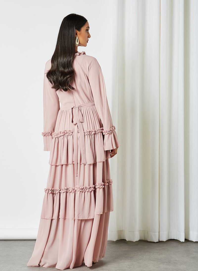 House of Moda Tiered Hem Maxi Dress Pink - Image 2