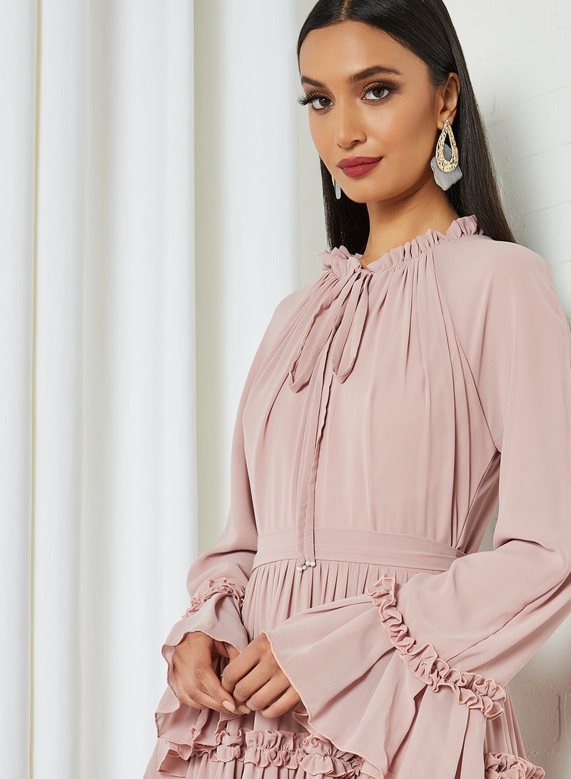 House of Moda Tiered Hem Maxi Dress Pink - Image 4