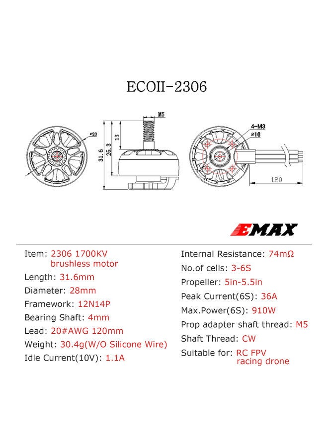EMAX - ECOII Series Motor for RC FPV Racing Drone 6.5x3x3.5cm - Image 1