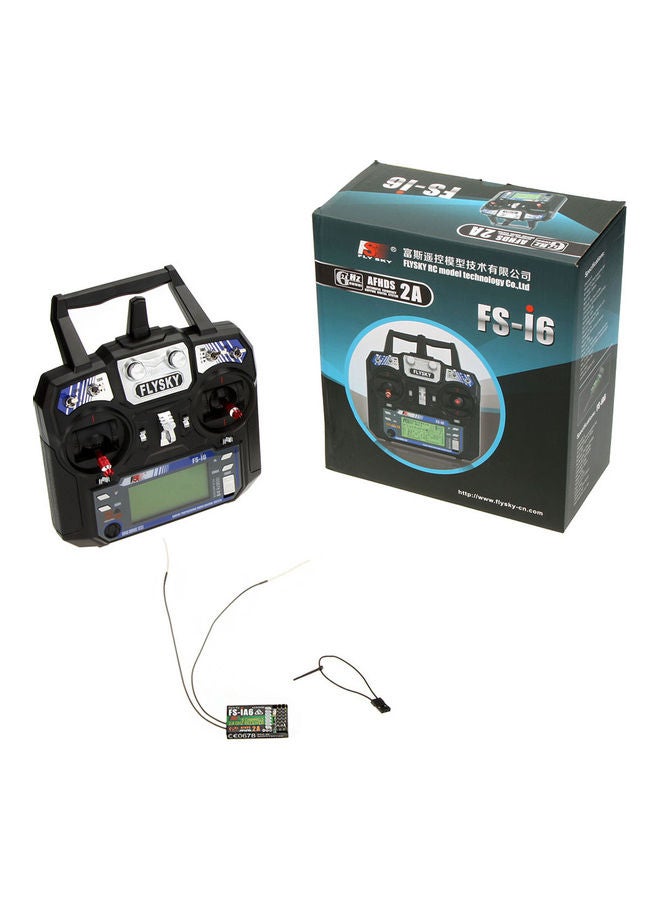 FS-i6 AFHDS 2A 2.4GHz 6CH Radio System Transmitter for RC Helicopter Glider with FS-iA6 Receiver Mode 2 23x10.5x21cm