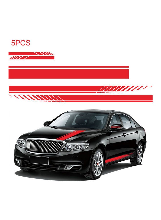 Generic 5-Piece Universal Car Racing Body Side Stripe Skirt Roof Hood Decal Sticker - Image 1